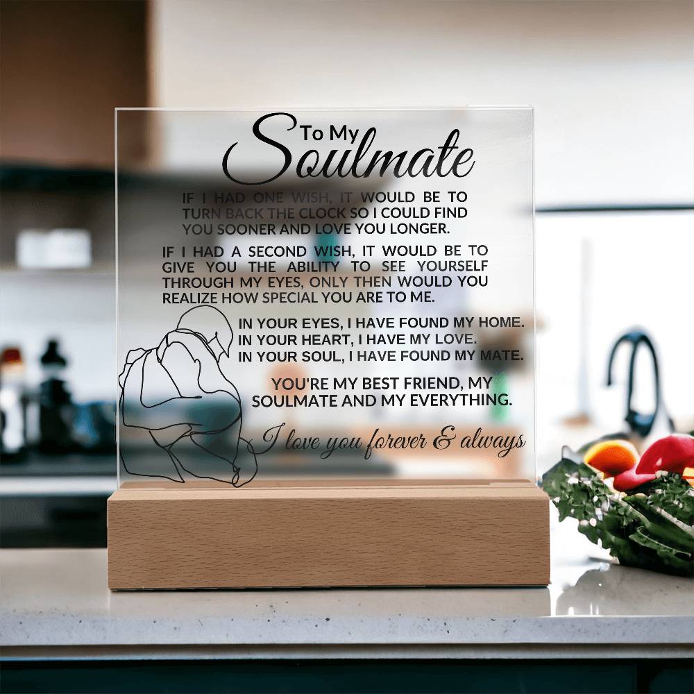 Soulmate Acrylic Plaque | If I had one wish LED Corded Base Jewelry Giftinum
