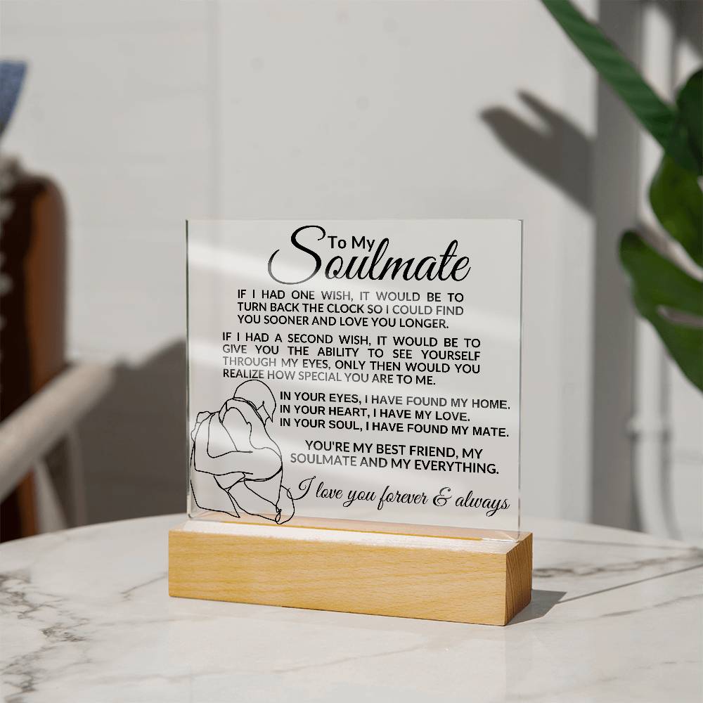 Soulmate Acrylic Plaque | If I had one wish LED Corded Base Jewelry Giftinum