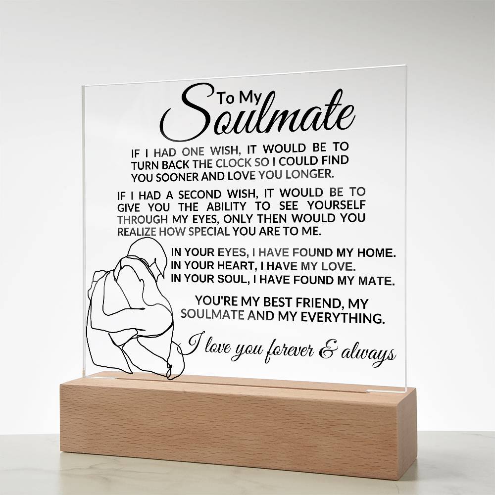 Soulmate Acrylic Plaque | If I had one wish LED Corded Base Jewelry Giftinum