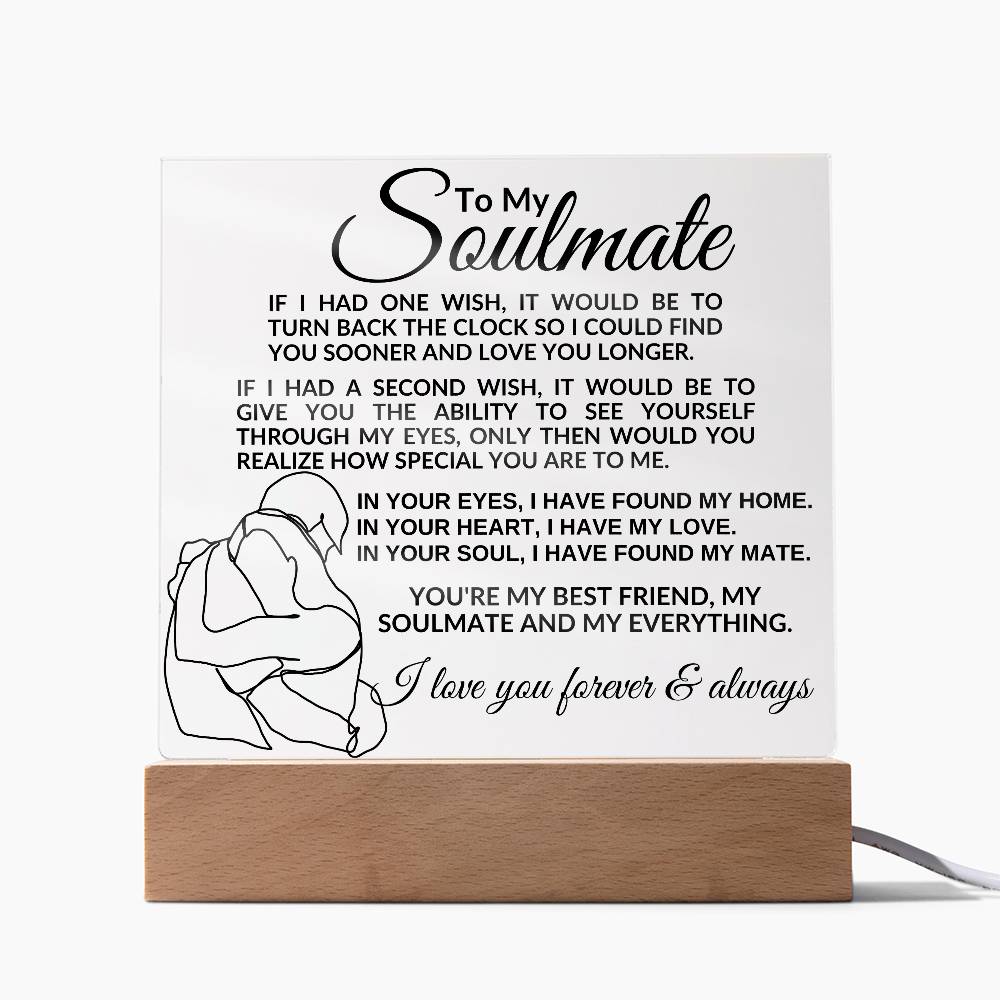 Soulmate Acrylic Plaque | If I had one wish LED Corded Base Jewelry Giftinum