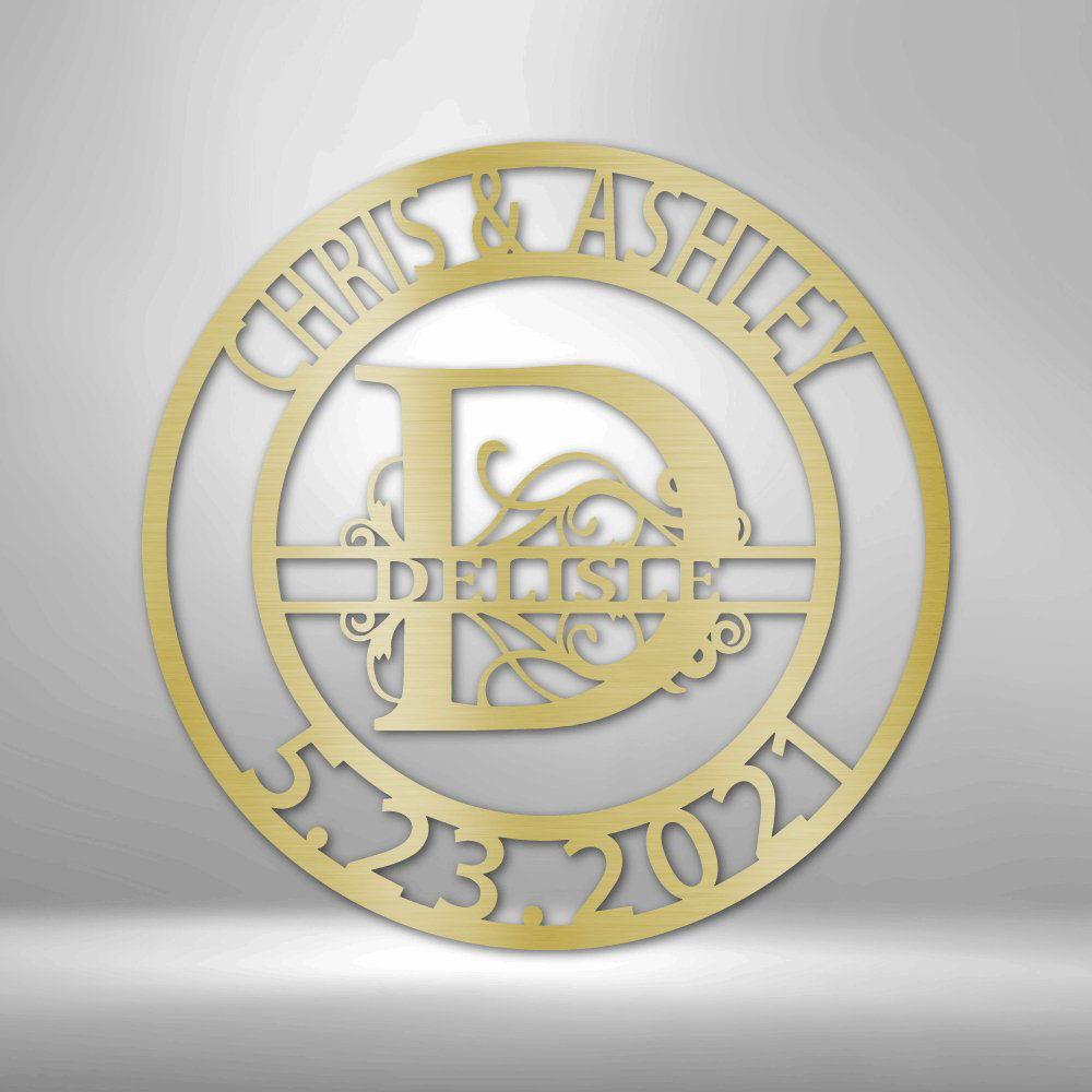 Split Letter Family Name - Steel Sign Gold / 12" Steel Sign Giftinum