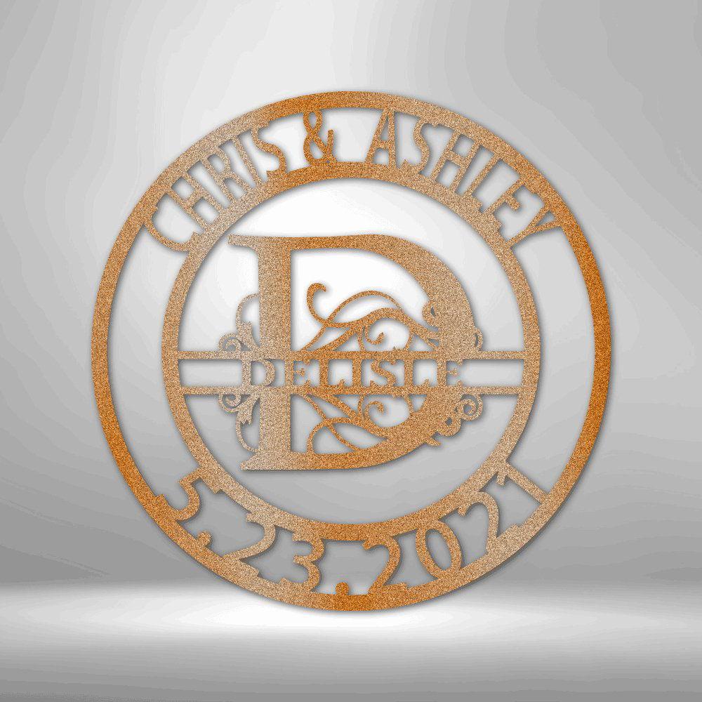 Split Letter Family Name - Steel Sign Copper / 12" Steel Sign Giftinum