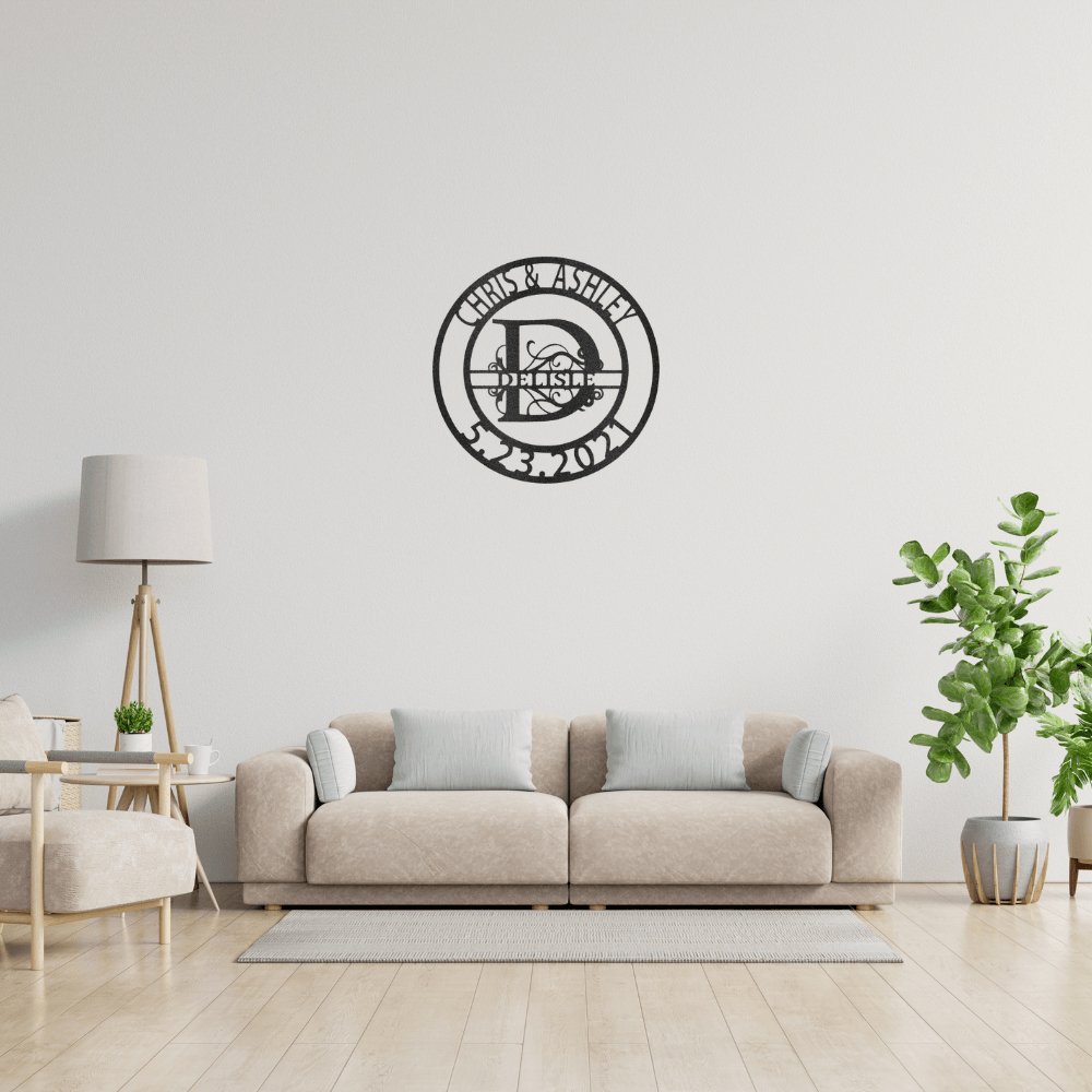 Split Letter Family Name - Steel Sign Black / 12" Steel Sign Giftinum