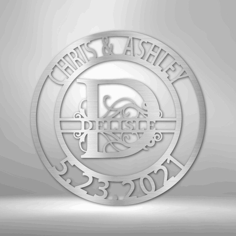 Split Letter Family Name - Steel Sign Silver / 12" Steel Sign Giftinum