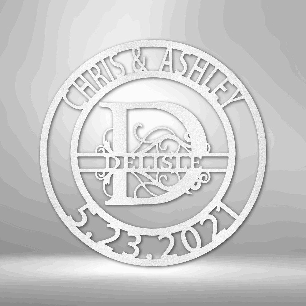 Split Letter Family Name - Steel Sign White / 12" Steel Sign Giftinum