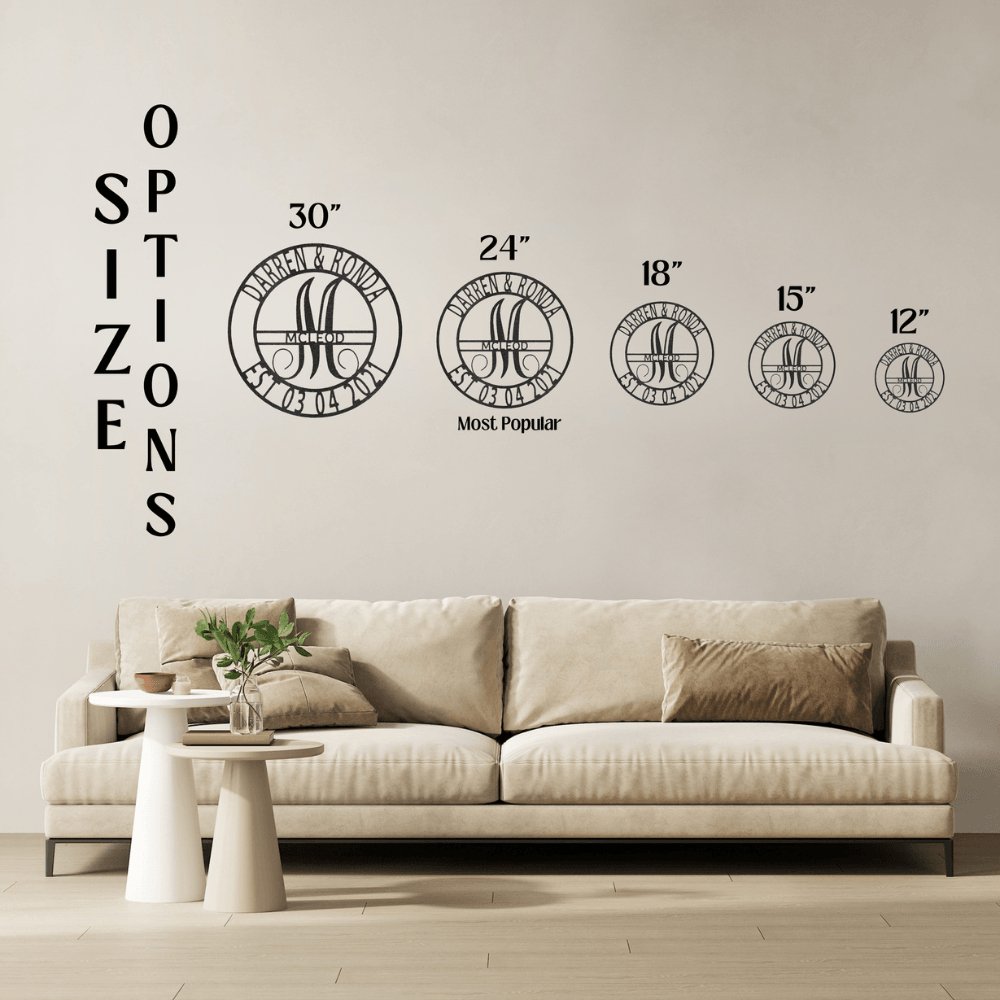 Split Letter Family Name - Steel Sign Black / 12" Steel Sign Giftinum