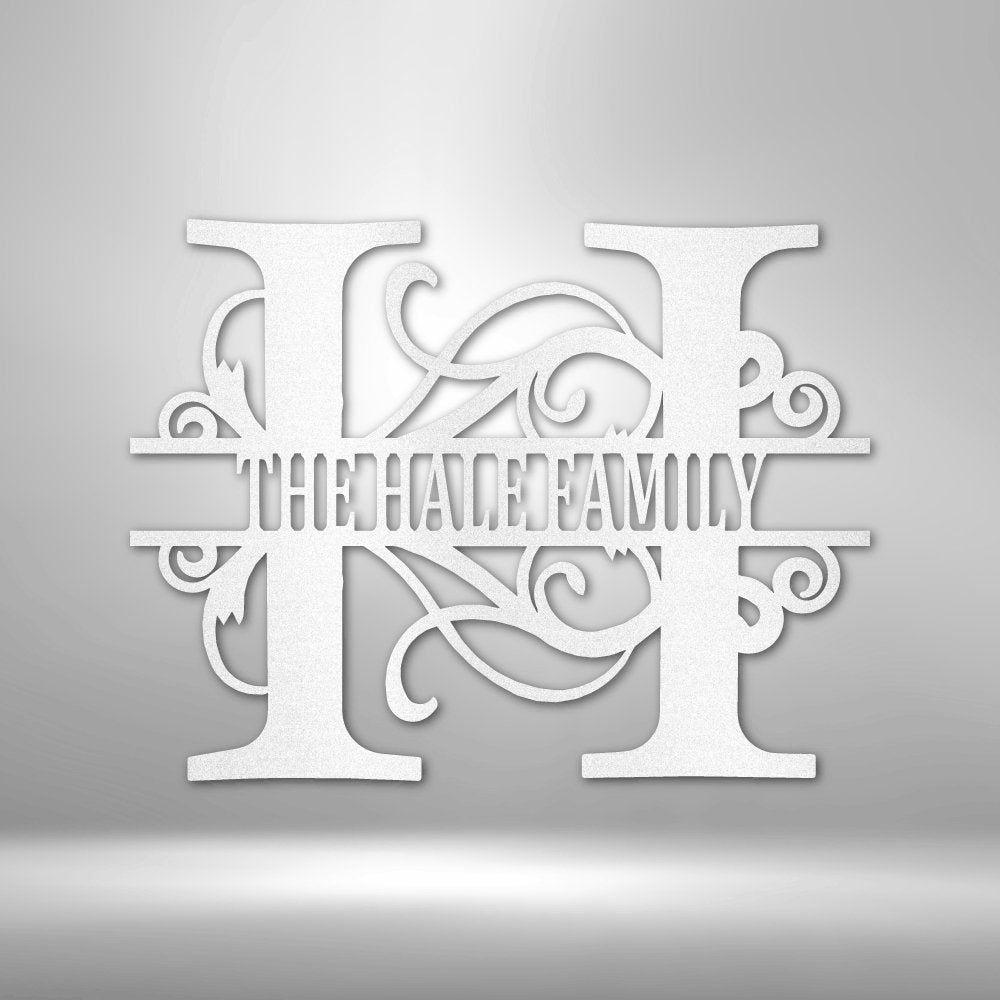 Split Letter Monogram - Steel Sign White / 12" Steel Sign Giftinum