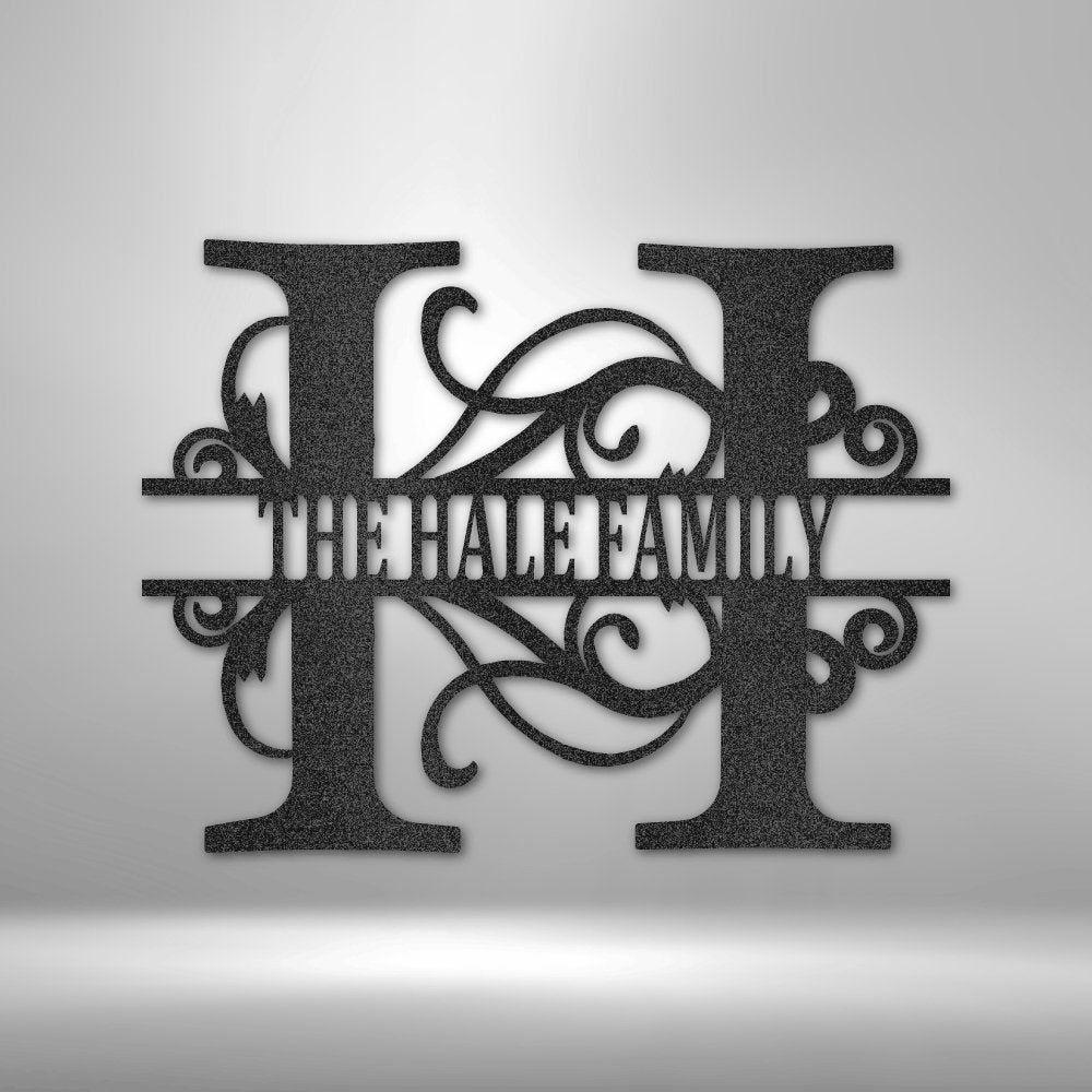 Split Letter Monogram - Steel Sign Black / 12" Steel Sign Giftinum
