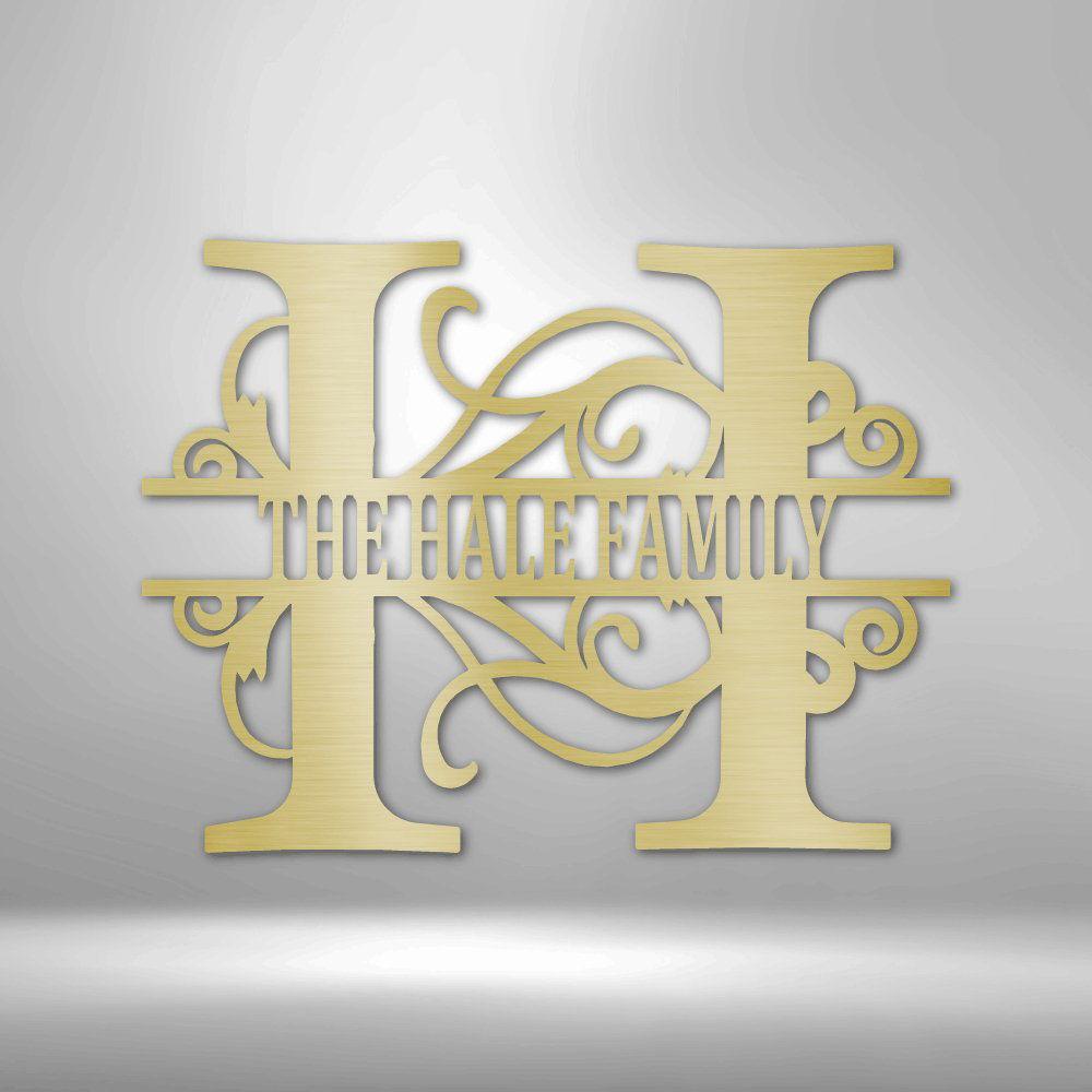 Split Letter Monogram - Steel Sign Gold / 12" Steel Sign Giftinum