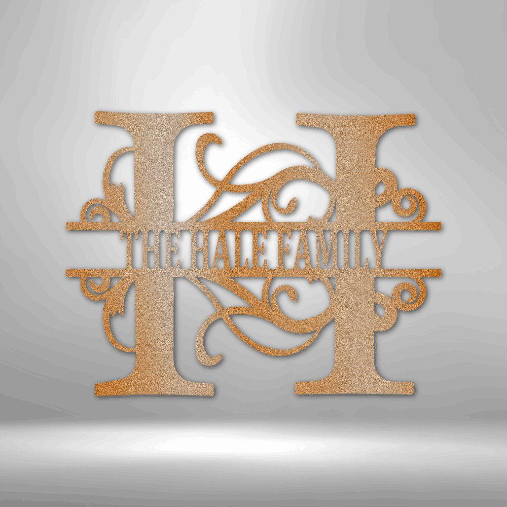 Split Letter Monogram - Steel Sign Copper / 12" Steel Sign Giftinum