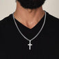Step Up Dad Cross Necklace - You stepped up! Two Tone Box Jewelry Giftinum