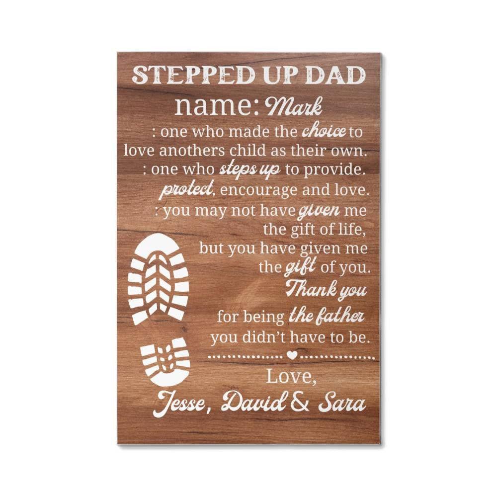 Stepped Up Dad Canvas - Made the choice 12" x 18" Giftinum