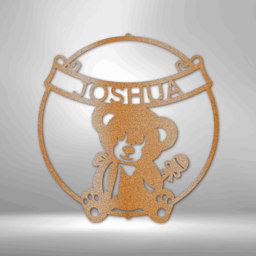 Teddy Banner Monogram - Steel Sign Copper / 12" Steel Sign Giftinum