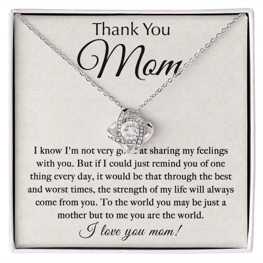 Thank You Mom Necklace - You're The World 14K White Gold Finish / Two-Toned Box Jewelry Giftinum