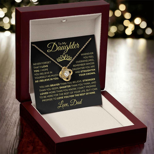 To Daughter From Dad Necklace - Straighten your crown 18K Yellow Gold Finish / Luxury Box w/LED Jewelry Giftinum
