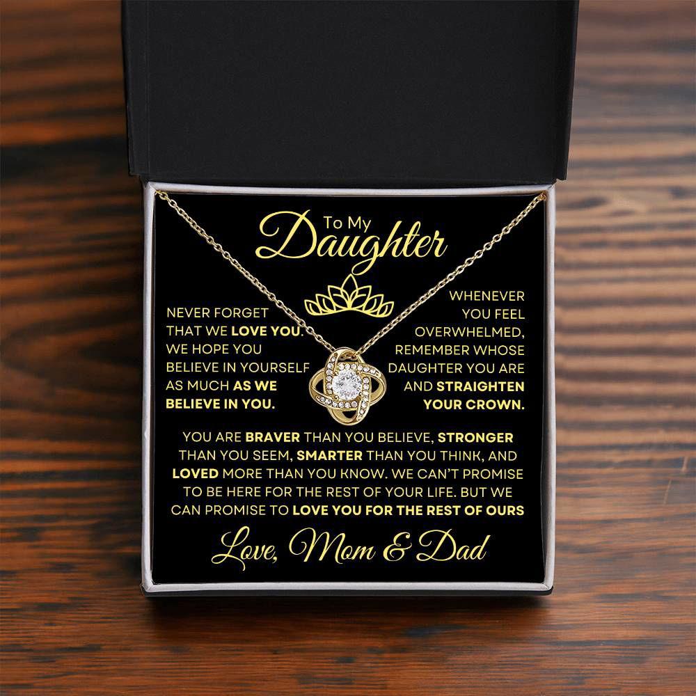 To Daughter from mom and dad - Straighten your crown 14K White Gold Finish / Standard Box Jewelry Giftinum