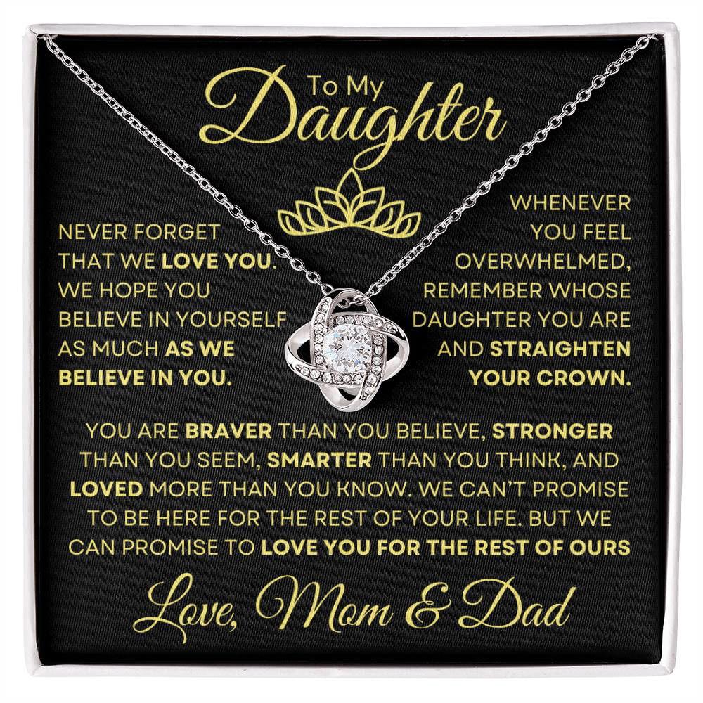 To Daughter from mom and dad - Straighten your crown 14K White Gold Finish / Standard Box Jewelry Giftinum