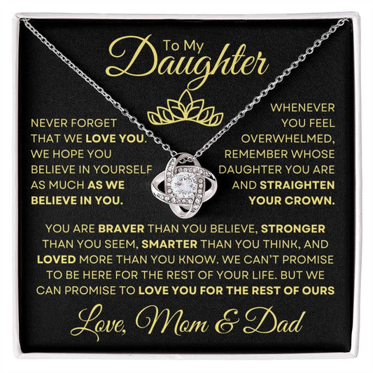 To Daughter from mom and dad - Straighten your crown 14K White Gold Finish / Standard Box Jewelry Giftinum