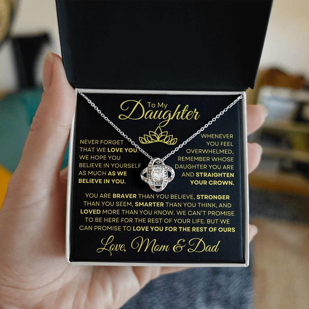 To Daughter from mom and dad - Straighten your crown 14K White Gold Finish / Standard Box Jewelry Giftinum