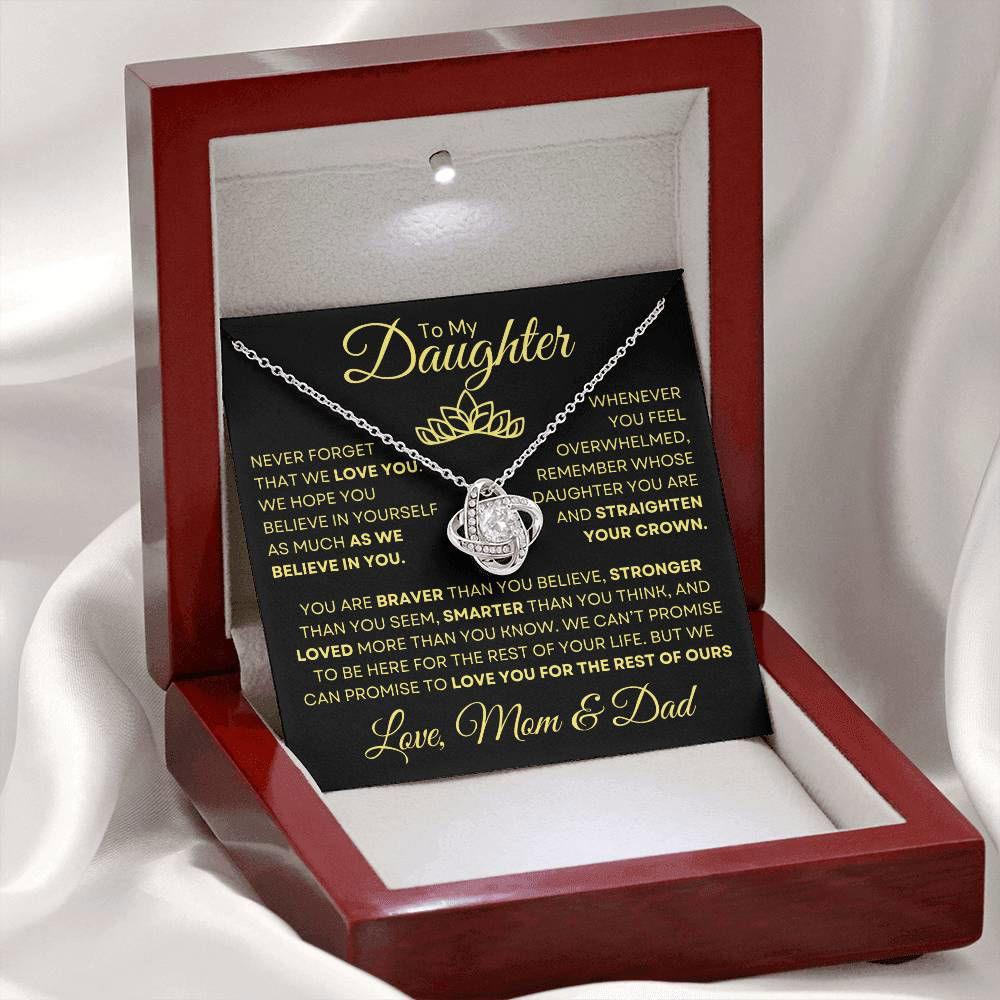 To Daughter from mom and dad - Straighten your crown 14K White Gold Finish / Standard Box Jewelry Giftinum