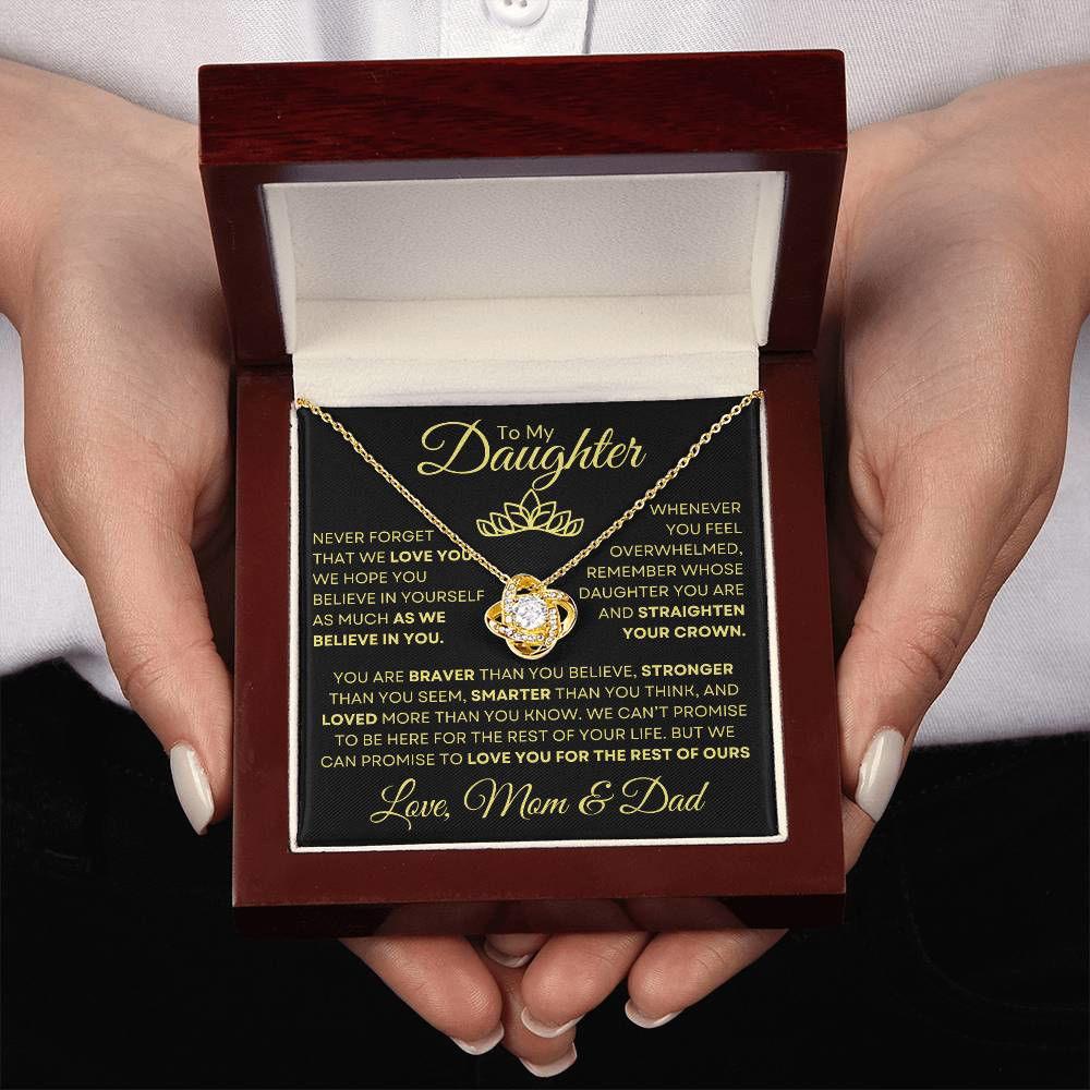 To Daughter from mom and dad - Straighten your crown 14K White Gold Finish / Standard Box Jewelry Giftinum
