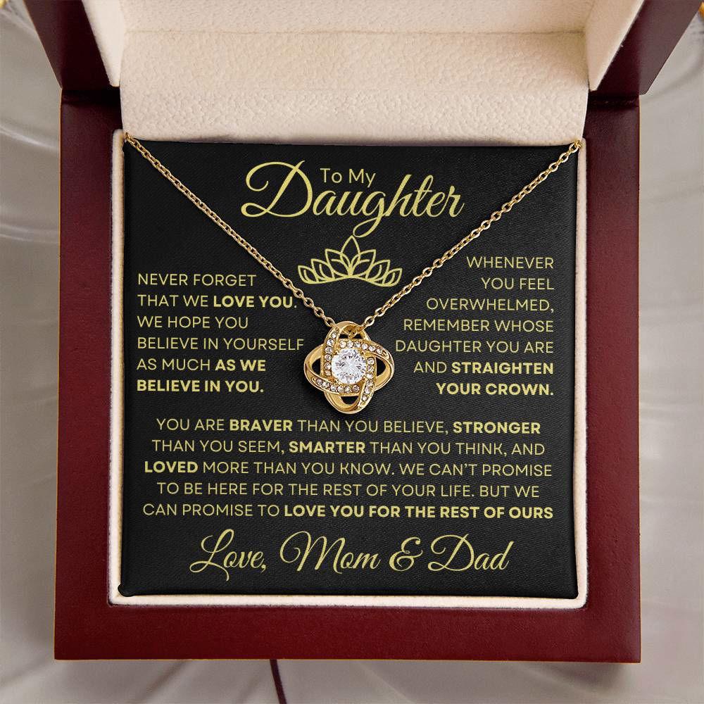 To Daughter from mom and dad - Straighten your crown 14K White Gold Finish / Standard Box Jewelry Giftinum