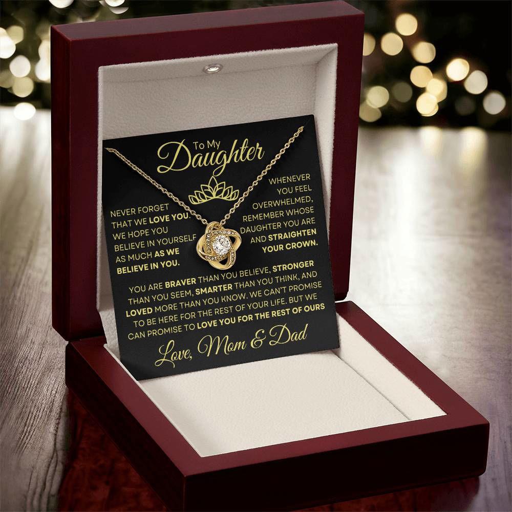 To Daughter from mom and dad - Straighten your crown 14K White Gold Finish / Standard Box Jewelry Giftinum