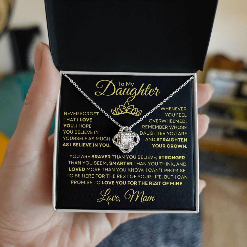 To Daughter From Mom - Straighten your crown 14K White Gold Finish / Standard Box Jewelry Giftinum