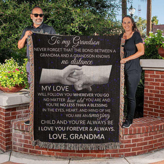 To Grandson Woven Blanket from Grandma - Bond knows no distance Default Title Jewelry Giftinum