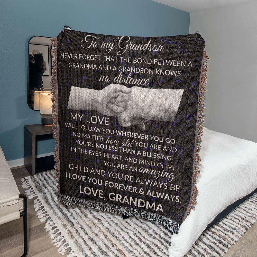 To Grandson Woven Blanket from Grandma - Bond knows no distance Default Title Jewelry Giftinum