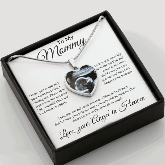 To Mommy from Angel in Heaven Ultrasound Photo Upload Luxury Necklace (.316 Surgical Steel) / No Jewelry Giftinum