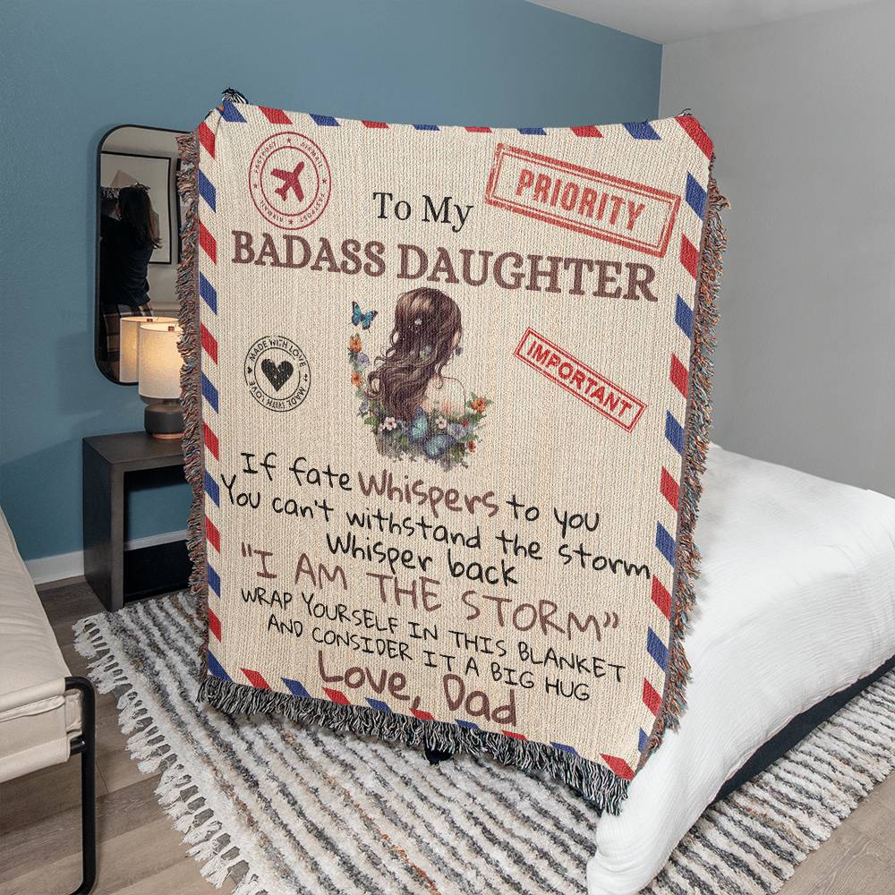 To My Badass Daughter Heirloom Woven Blanket Default Title Jewelry Giftinum