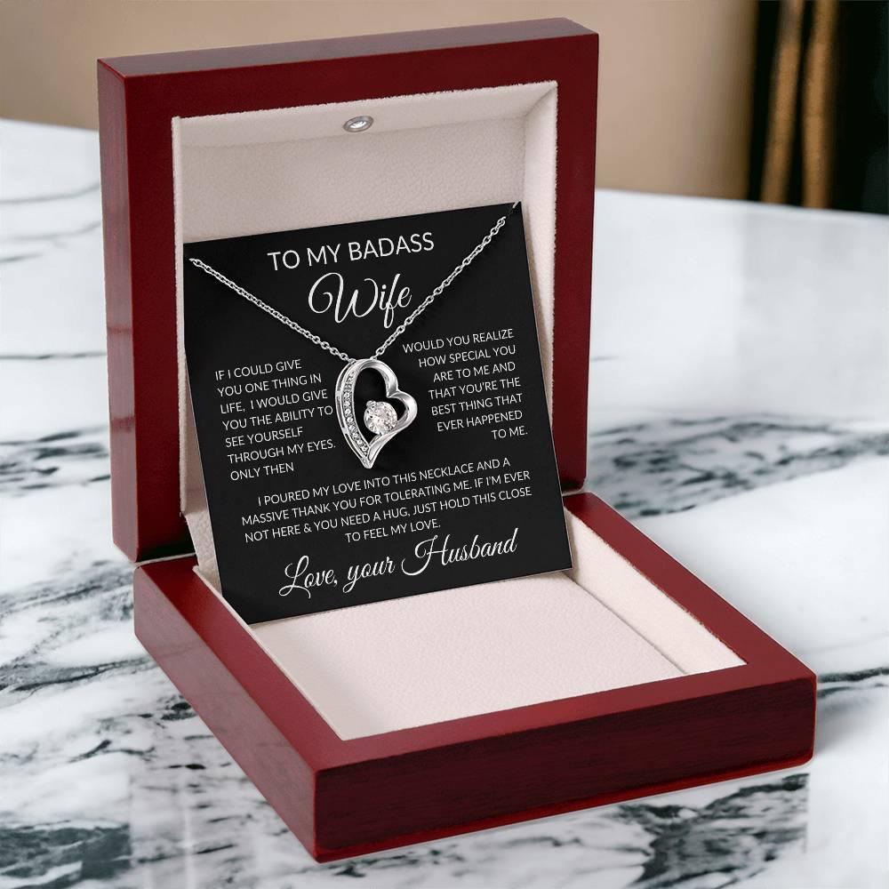 To My Badass Wife Necklace | If I could - Giftinum