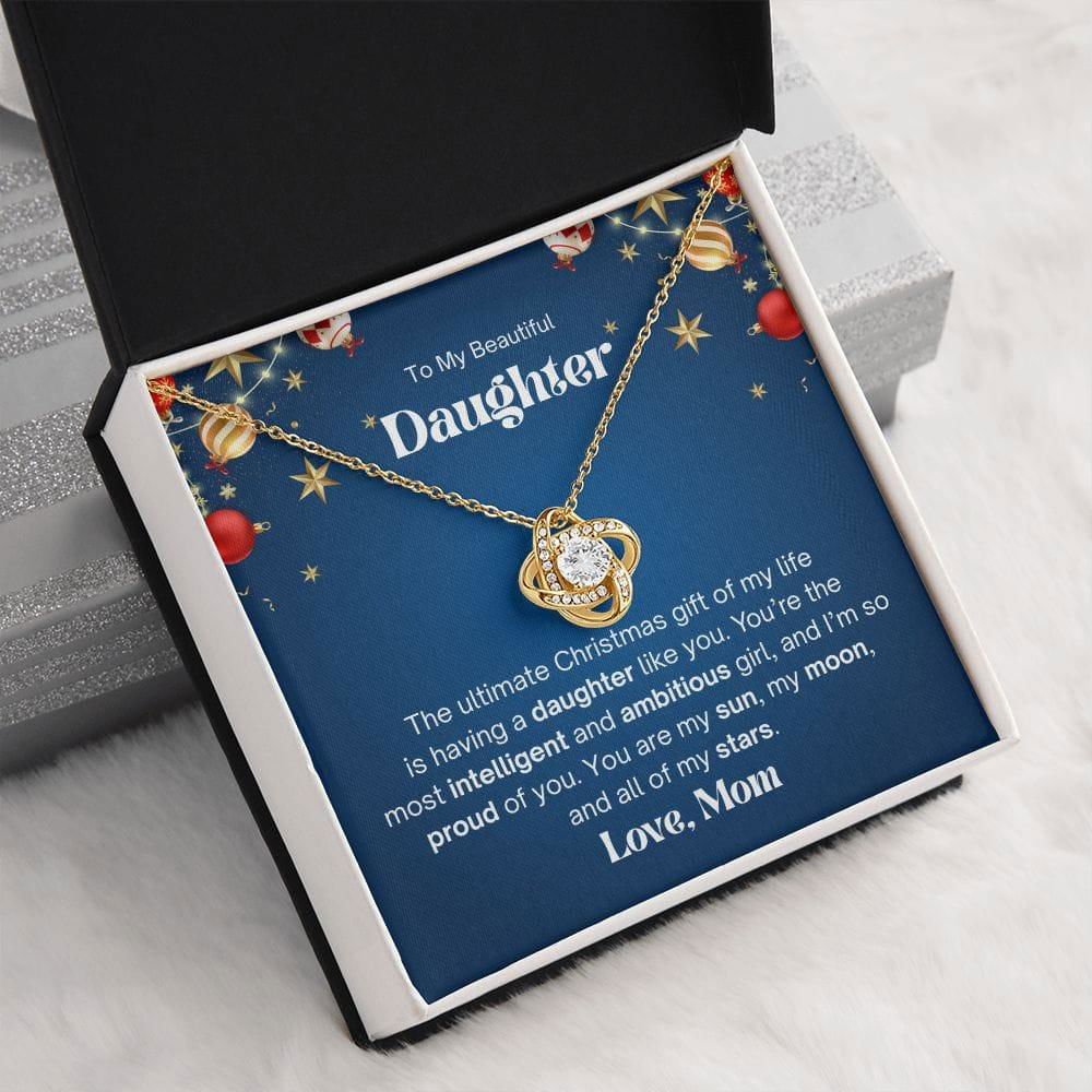 To My Beautiful Daughter - Love Knot Necklace, The Ultimate Christmas gift 14K White Gold Finish / Standard Box Jewelry Giftinum