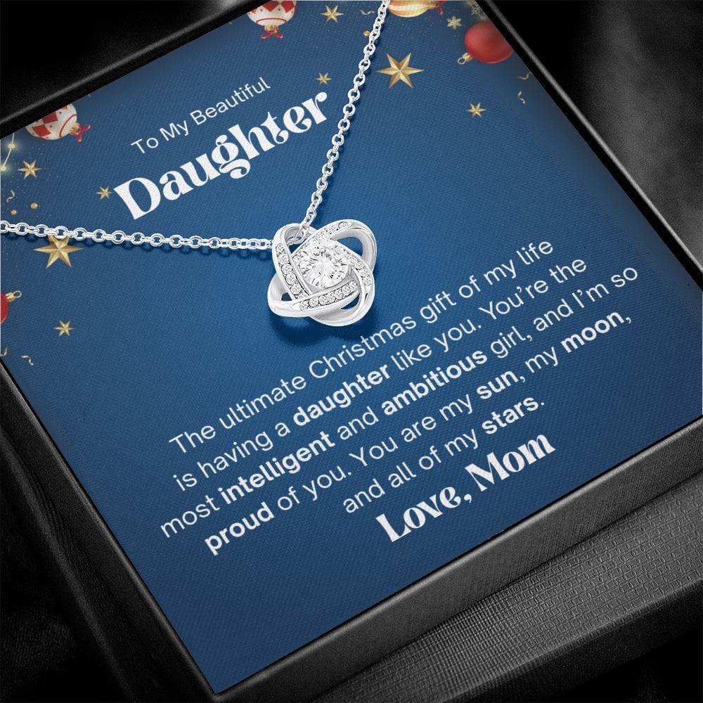 To My Beautiful Daughter - Love Knot Necklace, The Ultimate Christmas gift 14K White Gold Finish / Standard Box Jewelry Giftinum