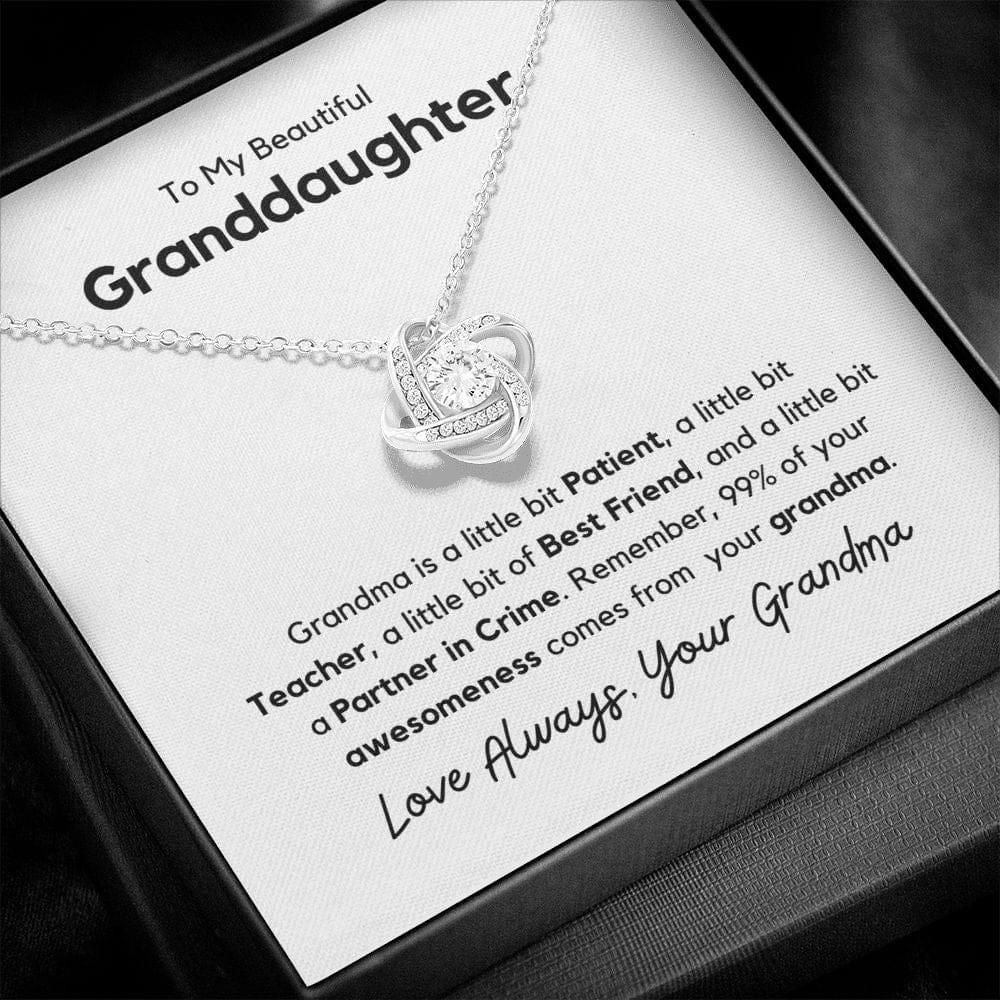 To My Beautiful Granddaughter = Grandma is a little bit Pateient 14K White Gold Finish / Two-Toned Box Jewelry Giftinum
