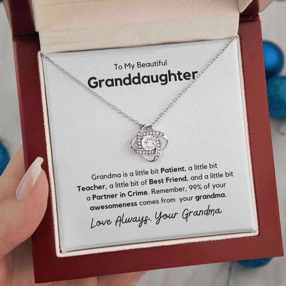To My Beautiful Granddaughter = Grandma is a little bit Pateient 14K White Gold Finish / Two-Toned Box Jewelry Giftinum