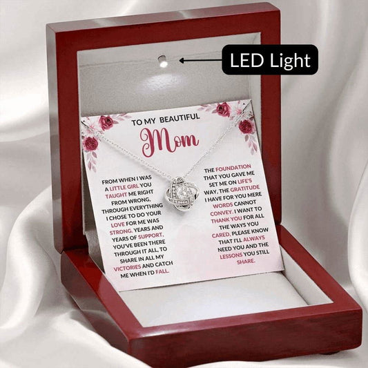 To My Beautiful Mom - Taught me from right and wrong 14K White Gold Finish / Luxury Box w/LED Light Jewelry Giftinum