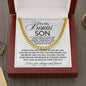 To My Bonus Son Necklace | Life Gave Me You Cuban Link Chain 14K Yellow Gold Finish / Luxury Box Jewelry Giftinum