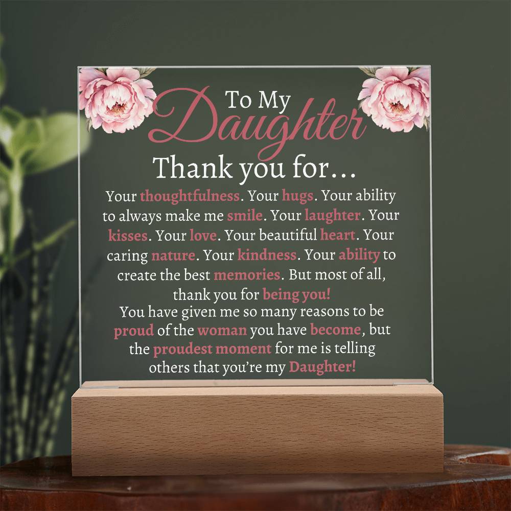 To My Daughter Acrylic | Thank you for (W) LED Corded Base Jewelry Giftinum