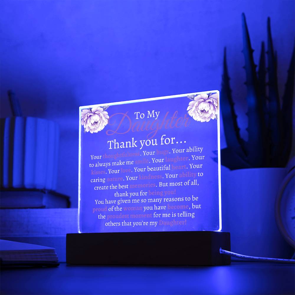 To My Daughter Acrylic | Thank you for (W) LED Corded Base Jewelry Giftinum