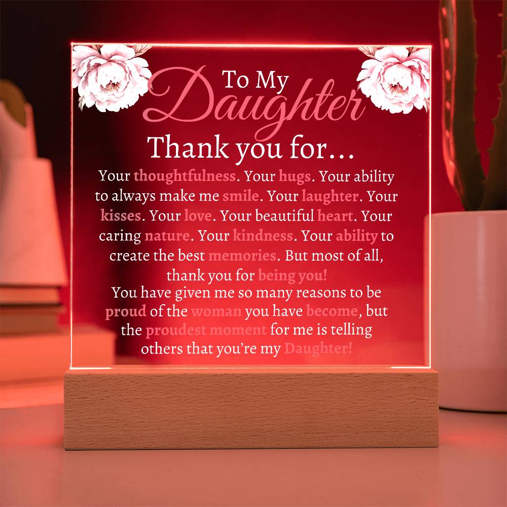 To My Daughter Acrylic | Thank you for (W) LED Corded Base Jewelry Giftinum
