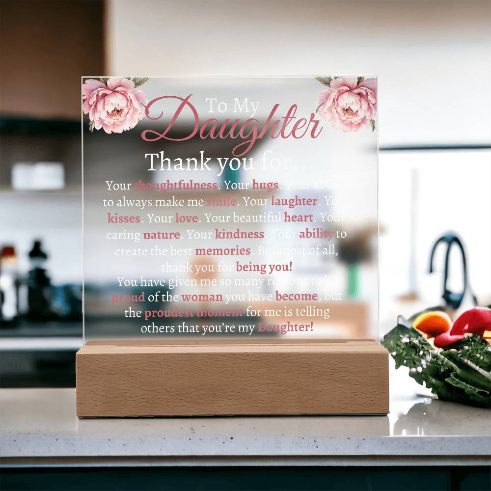 To My Daughter Acrylic | Thank you for (W) LED Corded Base Jewelry Giftinum