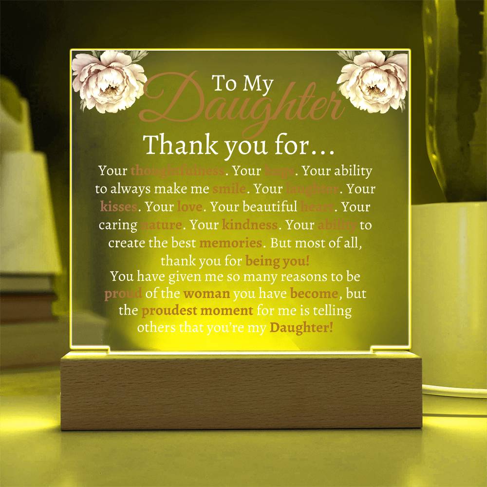 To My Daughter Acrylic | Thank you for (W) LED Corded Base Jewelry Giftinum