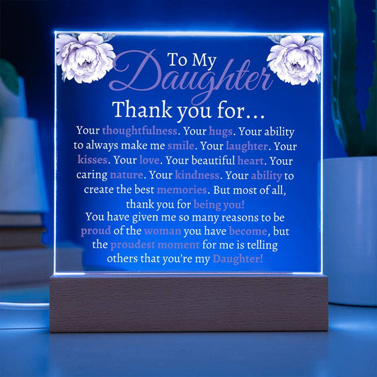 To My Daughter Acrylic | Thank you for (W) LED Corded Base Jewelry Giftinum