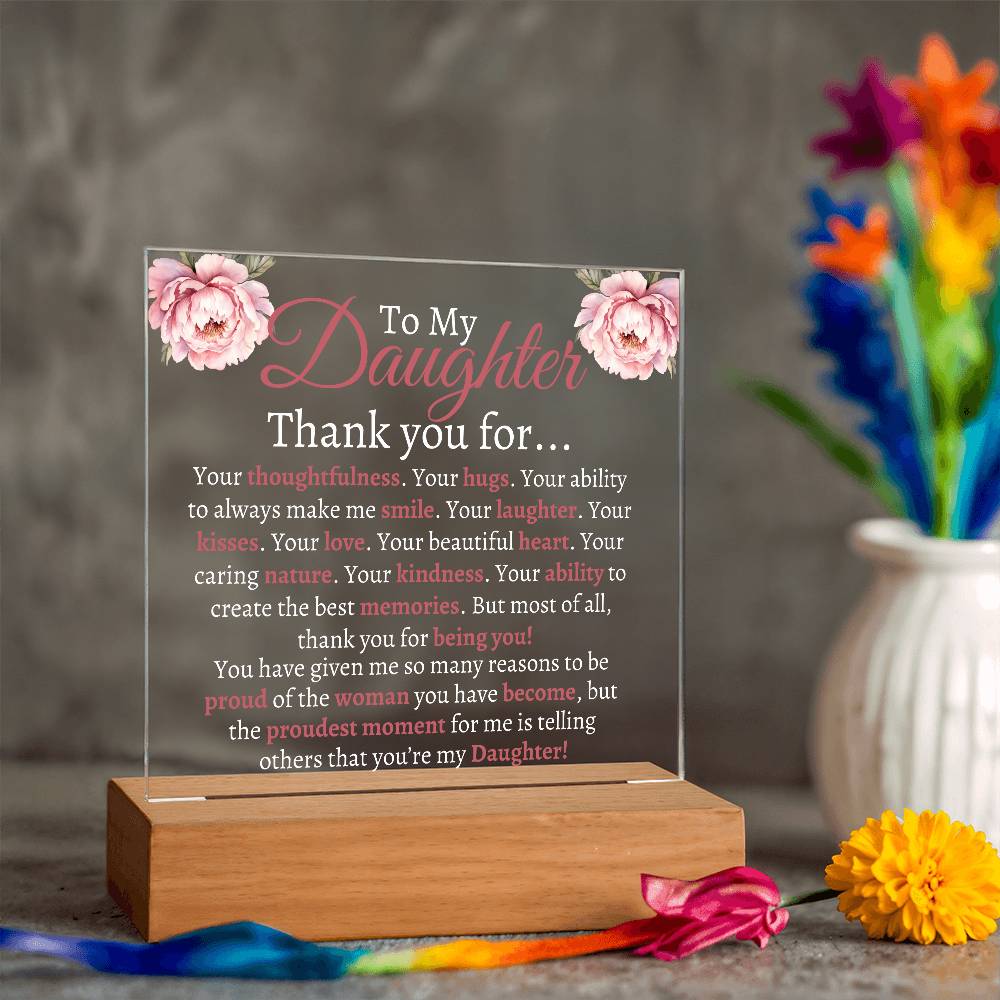 To My Daughter Acrylic | Thank you for (W) LED Corded Base Jewelry Giftinum