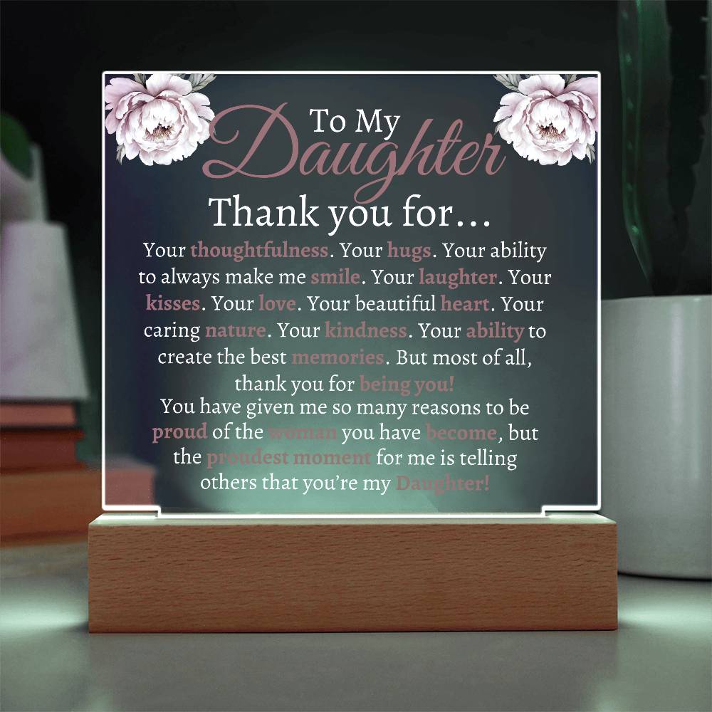 To My Daughter Acrylic | Thank you for (W) LED Corded Base Jewelry Giftinum