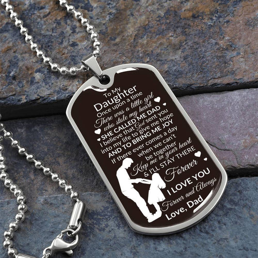 To My Daughter Necklace | Once upon a time Military Chain (Silver) / No Jewelry Giftinum