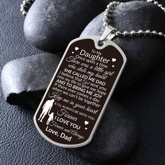 To My Daughter Necklace | There was a little girl Military Chain (Silver) / No Jewelry Giftinum