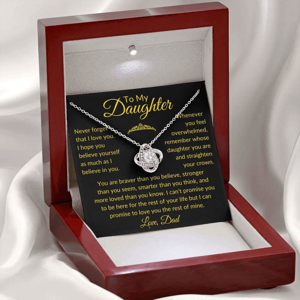 To My Daughter - Never Forget 14K White Gold Finish / Standard Box Jewelry Giftinum